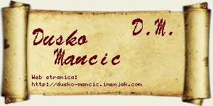 Duško Mančić vizit kartica